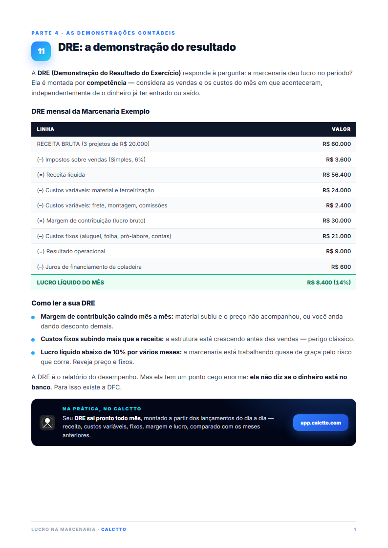 Capítulo 11 — DRE da marcenaria