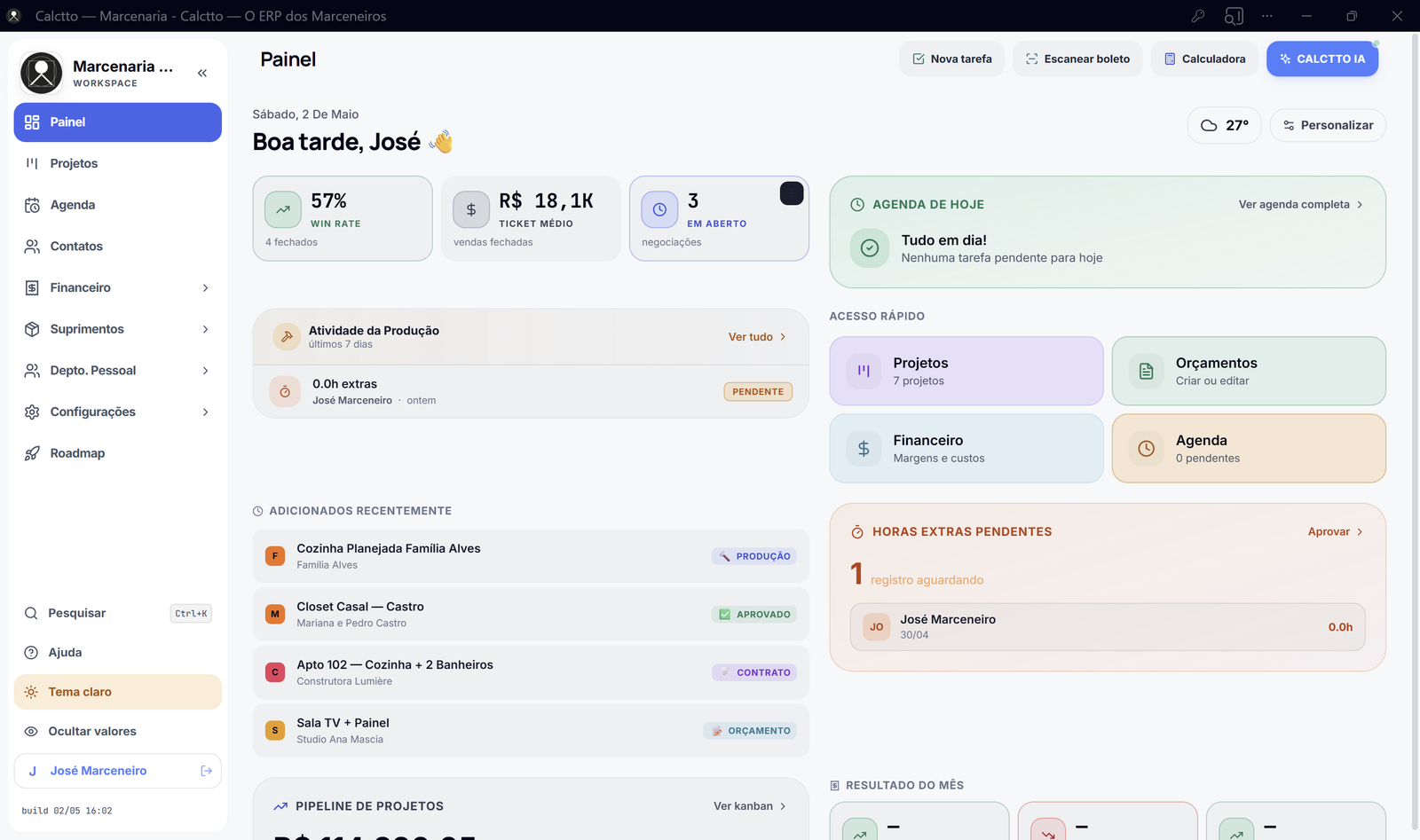 Painel principal